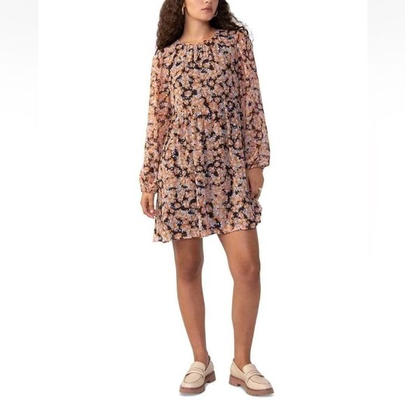 Sanctuary Floral Long Sleeve Babydoll Dress Women's Small Bronze Multi Color M - Picture 3 of 10